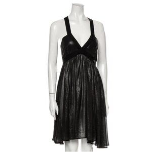 Nanushka V Neck Mini Black Dress